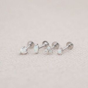 Sterling Silver Fire Opal Teardrop Studs